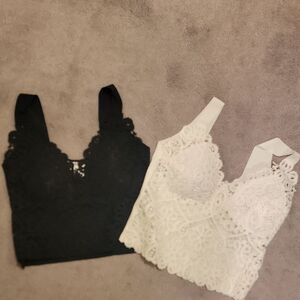 NWOT Black and White Lace Bralette Set O/S